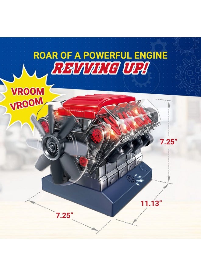 Playz - V8 Combustion Engine Model Kit That Runs Build Your Own Stem Mini V8 Model Engine Kit For Adults & Kids Age 12+, Visible V8 Mini Engine Kit That Works For Adult W/ 270 Stem Parts - Image 1