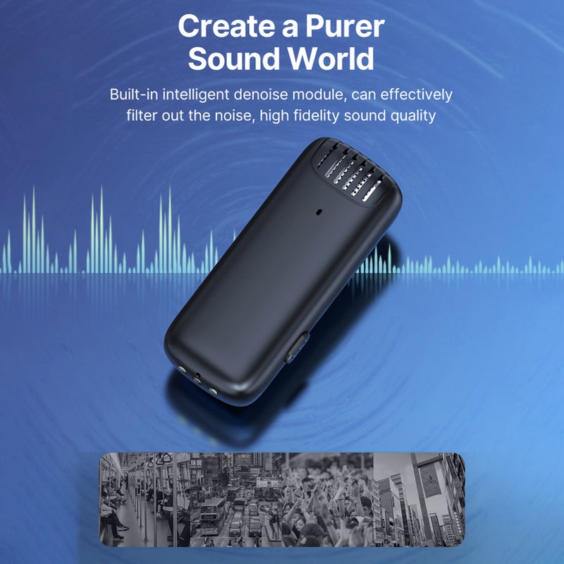 J11 Wireless Microphone System with 1 Mini Receiver& 1 Clip-on Microphones 20M/65ft Transmission Range Built-in Battery with Charging Case for Type-C Android Smartphones - Image 4