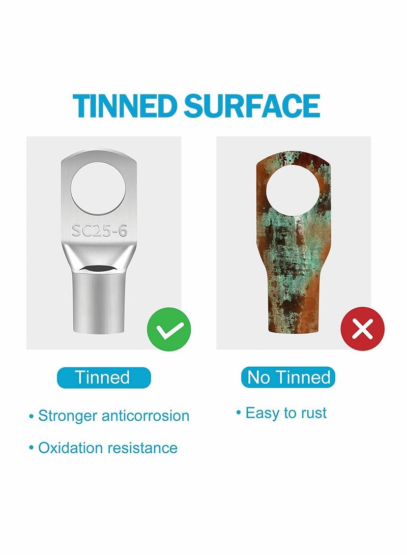 Y&D Copper Wire Lugs 66 Pcs Battery Cable Terminal connectors Set Connectors for 4 6 8 10 AWG with Heat Shrink Tubing - Image 3