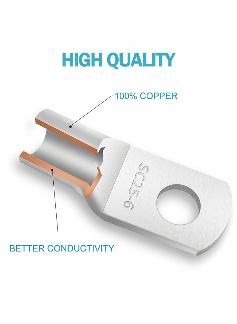 Y&D Copper Wire Lugs 66 Pcs Battery Cable Terminal connectors Set Connectors for 4 6 8 10 AWG with Heat Shrink Tubing - Image 2