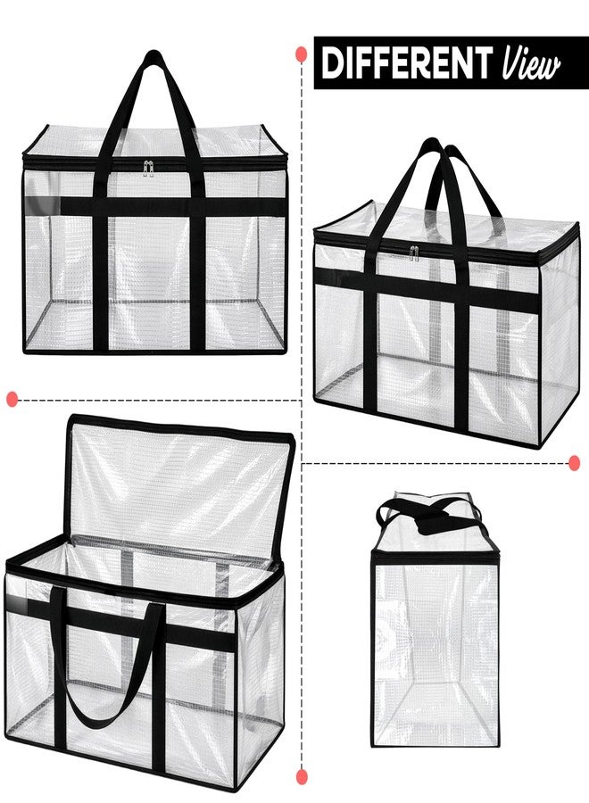 Storite 2 Pack Transparent Moisture Proof Multi-Purpose 82 L Large Toys Storage Bag/Books Magazine/Blankets/Clothes Storage Organizer with Zip and Handle Rectangular (Transparent Checks, 57x40x36 cm) - Image 3