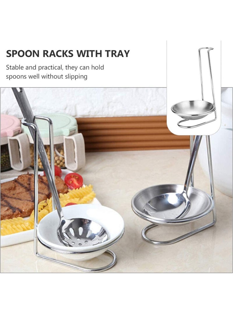 Excefore 2pcs Stainless Steel Double Ladles Holder Vertical Spoon Rest Cooking Utensils Stand Tray or Hotpot Restaurant, Buffet, Fast Food Restaurant Kitchen Decor - Image 5