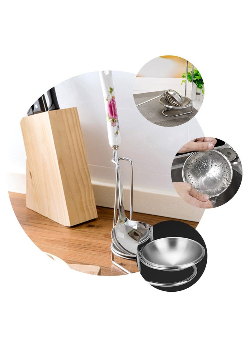 Excefore 2pcs Stainless Steel Double Ladles Holder Vertical Spoon Rest Cooking Utensils Stand Tray or Hotpot Restaurant, Buffet, Fast Food Restaurant Kitchen Decor - Image 4