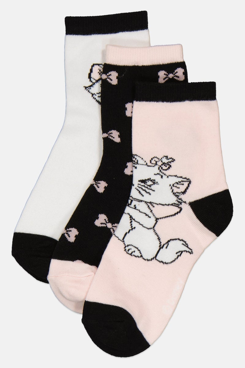 Disney Kids Girl 3 Pairs Socks, Multicolor - Image 1