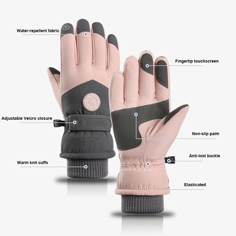 CXQRR Winter Ski Snow Gloves for Women, Touchscreen Waterproof Warm Cold Weather Gloves for Skiing Snowboarding - Image 1