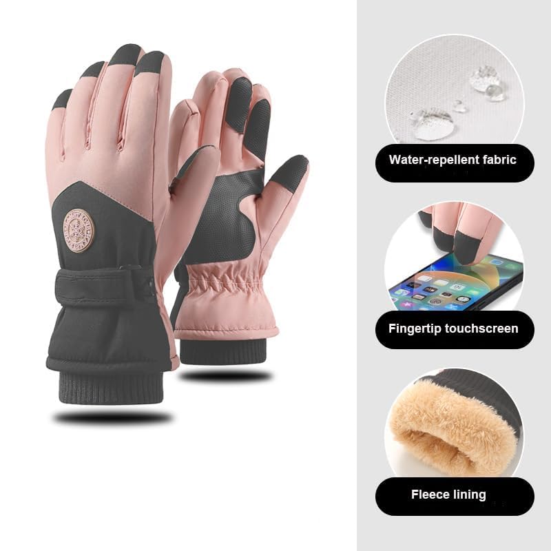 CXQRR Winter Ski Snow Gloves for Women, Touchscreen Waterproof Warm Cold Weather Gloves for Skiing Snowboarding - Image 2