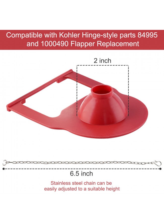 Hibbent 2 Pack 2 Inch Toilet Flapper Replacement Compatible with Kohler Hinge-Style Parts 84995 and 1000490 Toilet Flapper, High Performance with Stainless Chain, Easy to Install - Image 2