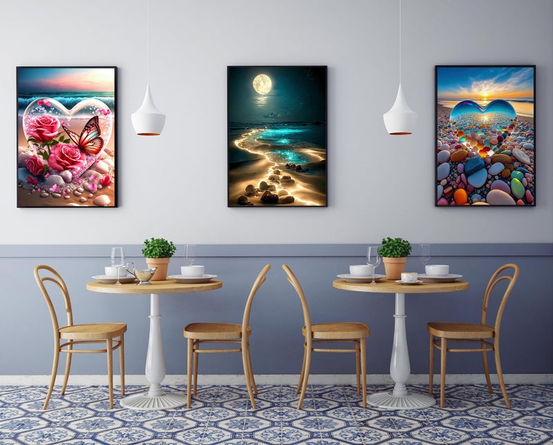 KINPLUB 6 Pack Diamond Painting Kits for Adults, 5D Beach Diamond Art Kits for Beginners, DIY Full Drill Paint with Diamond Gem Art, Home Wall Decor 12 x 16 Inch - Image 2