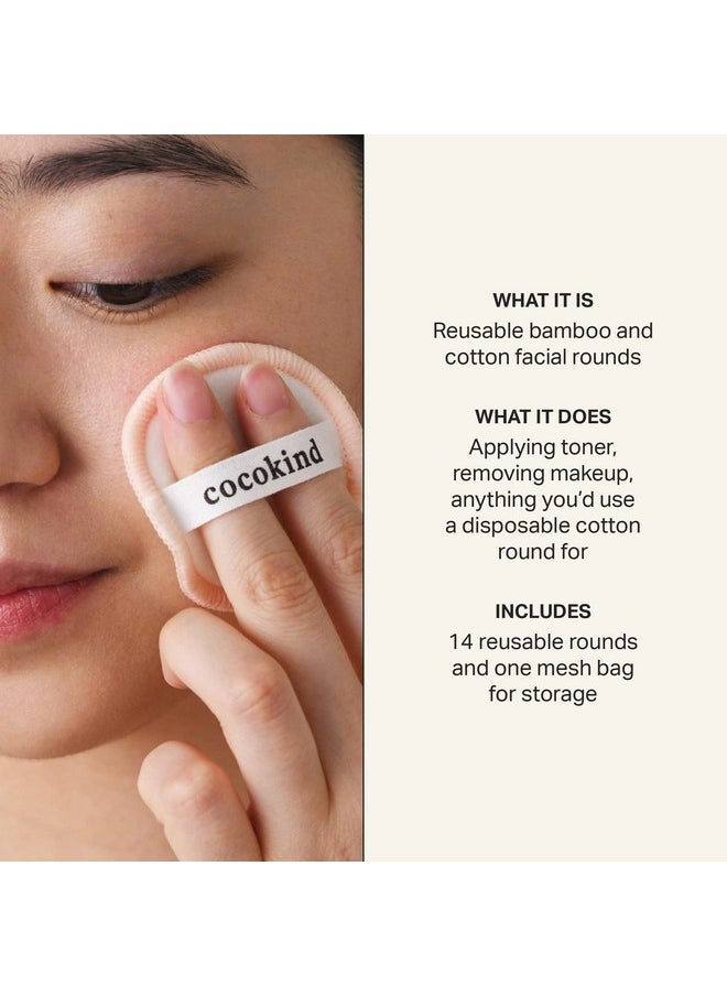 Cocokind - Reusable Facial Rounds, Reusable Makeup Remover Pads, Made With Bamboo And Cotton, Reusable Cotton Rounds With Bag - Image 1