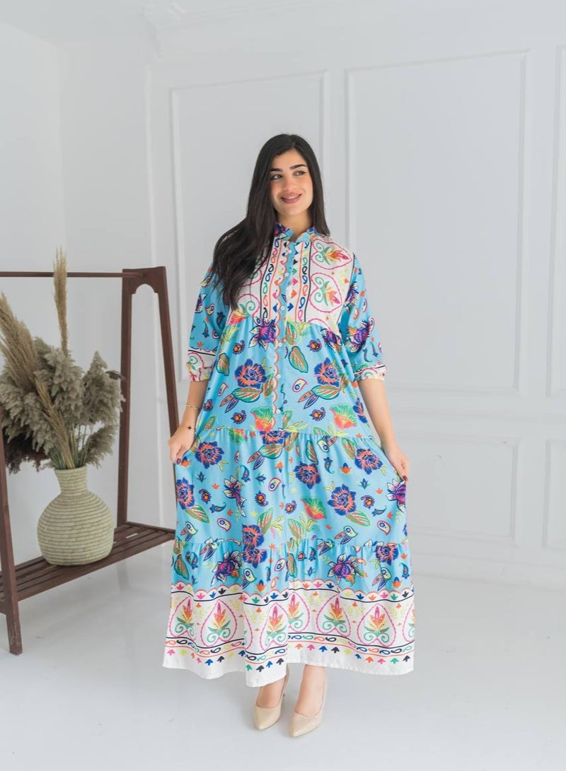 افندينا  جلابيه مشجره  إطلالة تدمج بين الأصالة والجمال الطبيعي A-355 - Image 1