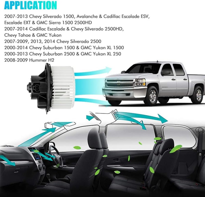 A ABIGAIL AC Heater Blower Motor 700164 Replacement for 07 08 09 10 11 12 13 14 Chevy Silverado, Tahoe, Avalanche, Suburban, Escalade, ESV, GMC Sierra, Yukon Replaces # 15-81683, 22741027, 20760618 Front w/ATC - Image 5