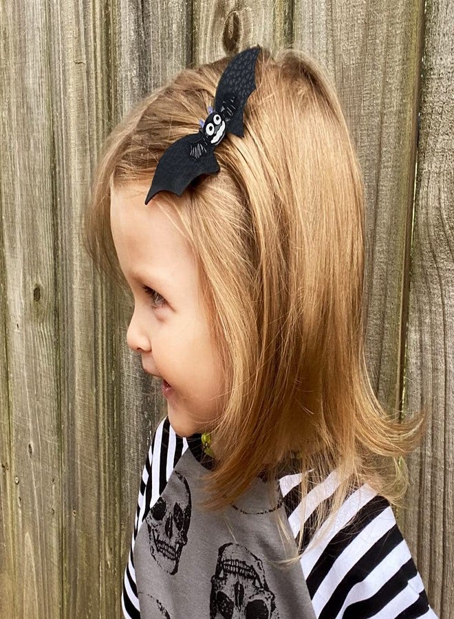 Love Sweety Baby Rose Halloween Headband Infant Pumpkin Hairband Bow Hair Clips (2pc Clips-Bat Wing) - Image 3