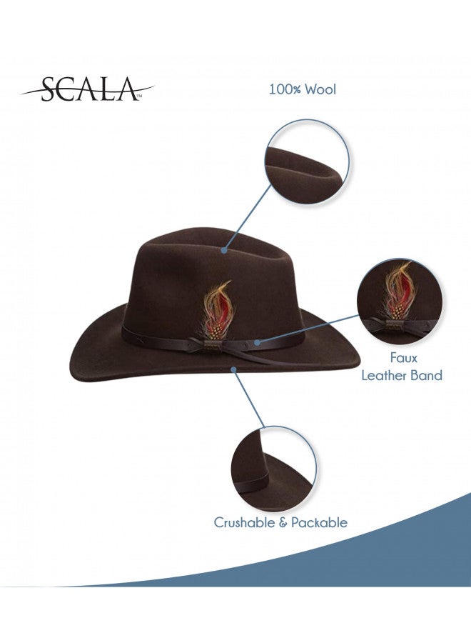 Scala Classico Men's Crushable Felt Outback Hat, Olive, Small - Image 1