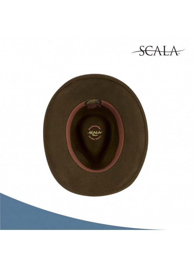 Scala Classico Men's Crushable Felt Outback Hat, Olive, Small - Image 2