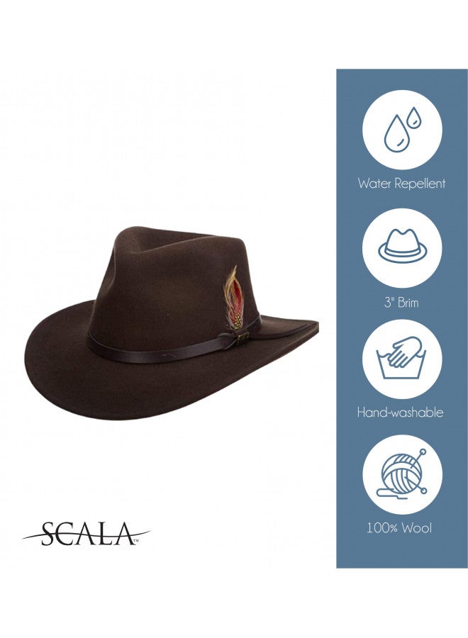 Scala Classico Men's Crushable Felt Outback Hat, Olive, Small - Image 3