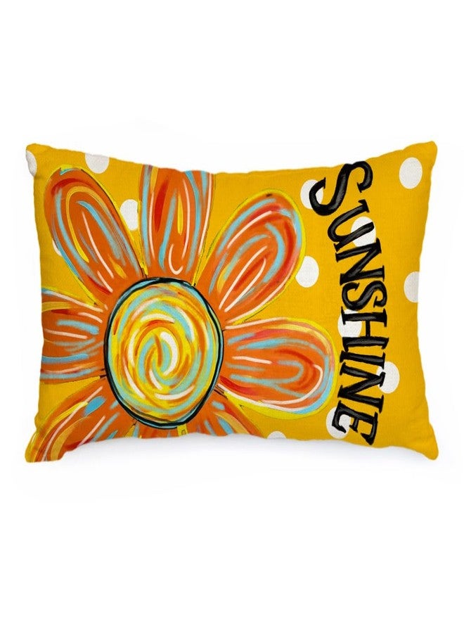 AACORS Summer Pillow Cover 12x20 Inch Watercolor Flower Sunshine Decor Farmhouse Seasonal Pillow Case Decorations for Home Sofa Couch (Yellow - Image 1