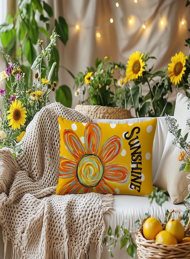 AACORS Summer Pillow Cover 12x20 Inch Watercolor Flower Sunshine Decor Farmhouse Seasonal Pillow Case Decorations for Home Sofa Couch (Yellow - Image 5