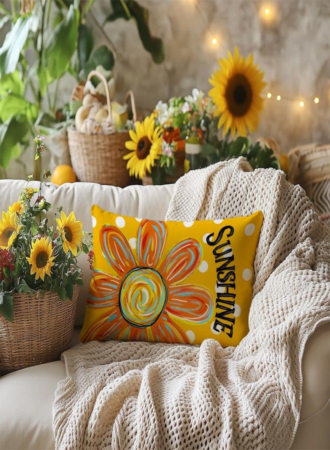 AACORS Summer Pillow Cover 12x20 Inch Watercolor Flower Sunshine Decor Farmhouse Seasonal Pillow Case Decorations for Home Sofa Couch (Yellow - Image 3
