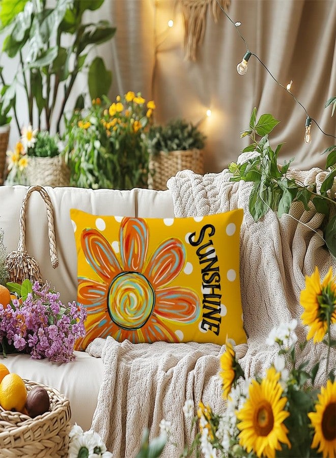 AACORS Summer Pillow Cover 12x20 Inch Watercolor Flower Sunshine Decor Farmhouse Seasonal Pillow Case Decorations for Home Sofa Couch (Yellow - Image 2