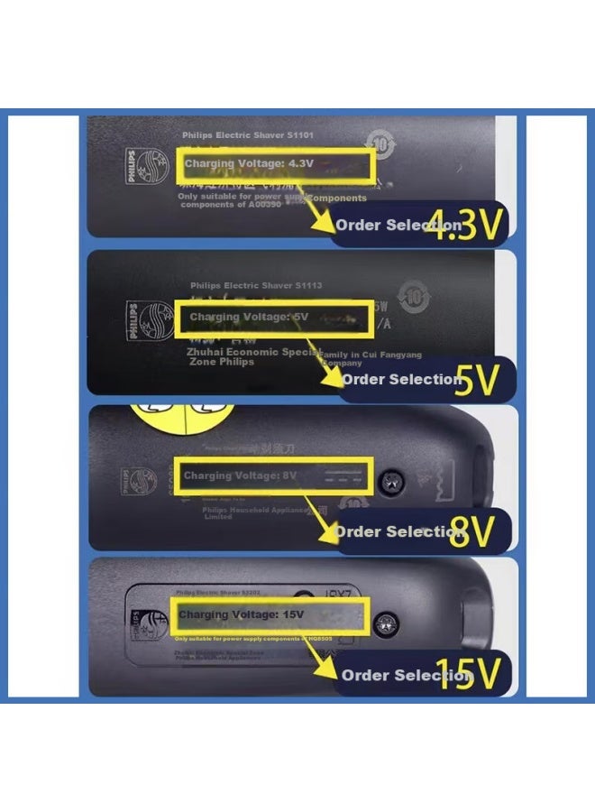 Ten Flashes سلك شاحن بديل لآلة حلاقة فيليبس A00390 Rq311/s511/s300/rq330/s512/yq318 لقص الشعر (4.3 فولت) - Image 2