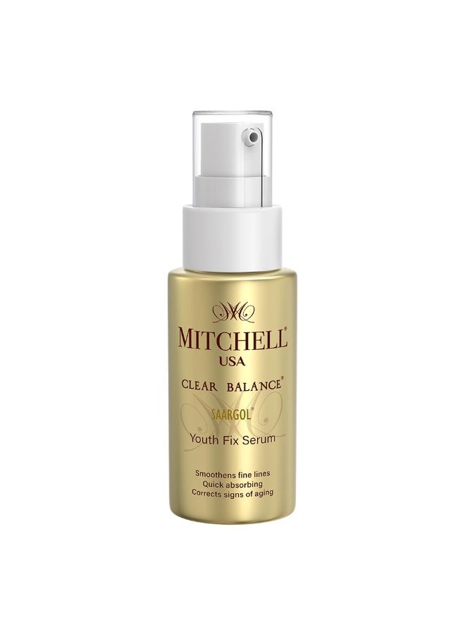 MITCHELL USA Clear Balance Saargol Youth Fix Serum - For Hydrating, Conditioning, Tightening, and Brightening of Skin | Lightweight Anti-Aging Formula Infused with Saffron, Barley Extracts, and Cucumber Extracts | For All Skin Types | Men and Women | 30 ml - Image 1