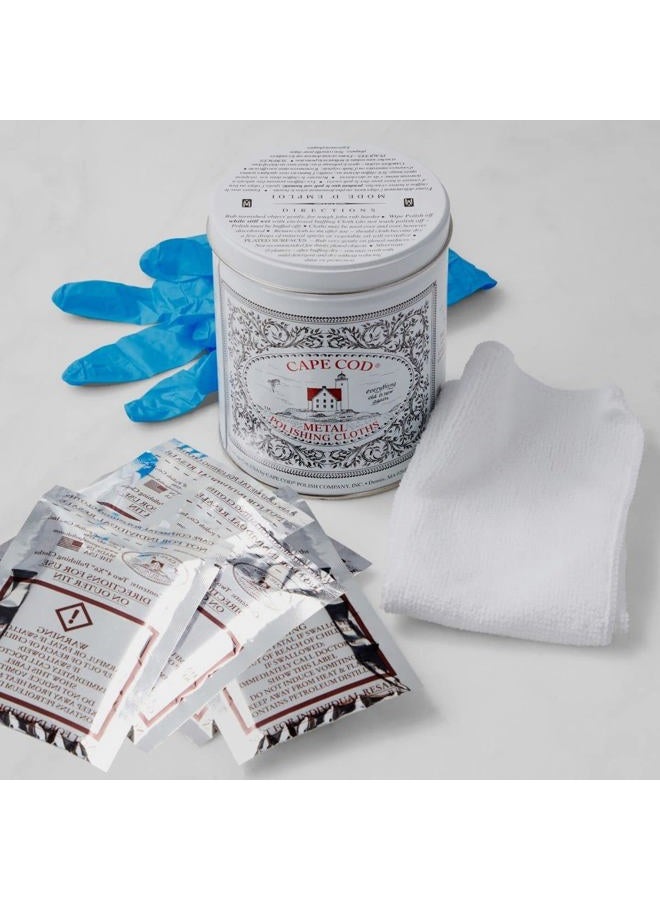 CAPE COD Polishing Metal Tin Bundle for Fine Metals | (12) 4X6 Polishing Cloths | (1) 12x12 Buffing Cloth | (1) Pair of Nitrile Gloves - Image 2