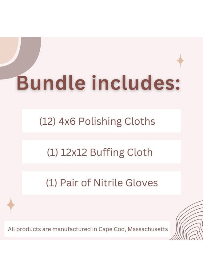 CAPE COD Polishing Metal Tin Bundle for Fine Metals | (12) 4X6 Polishing Cloths | (1) 12x12 Buffing Cloth | (1) Pair of Nitrile Gloves - Image 3