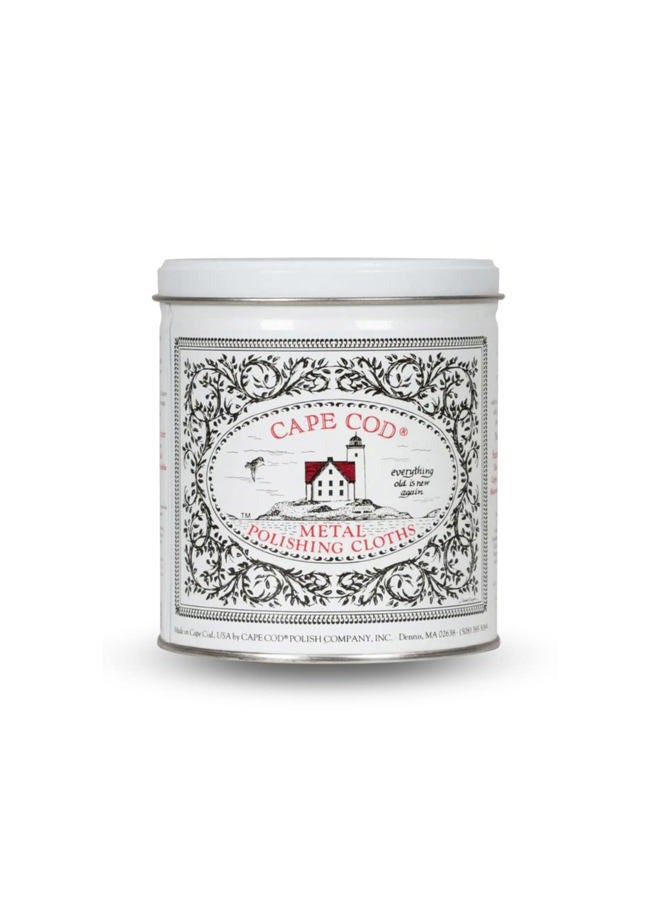 CAPE COD Polishing Metal Tin Bundle for Fine Metals | (12) 4X6 Polishing Cloths | (1) 12x12 Buffing Cloth | (1) Pair of Nitrile Gloves - Image 1