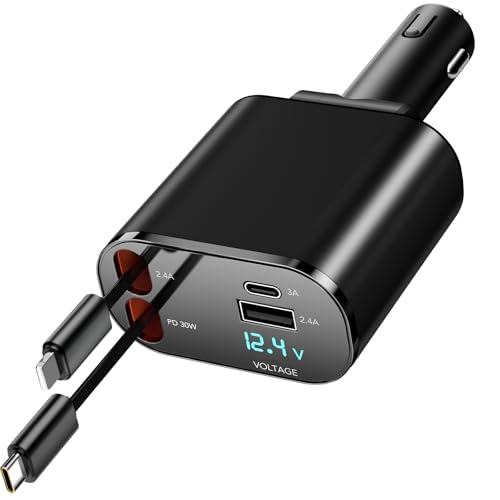 COCIVIVRE Car Quick Charger Car Retractable Cigarette Lighter 60W Plug Adapter USB Retractable Car Charger MultiPort for iPhone 15/14/13/12/Pro Max/Sumsang S23/S22/S21/Pixel 7/6 - Image 1