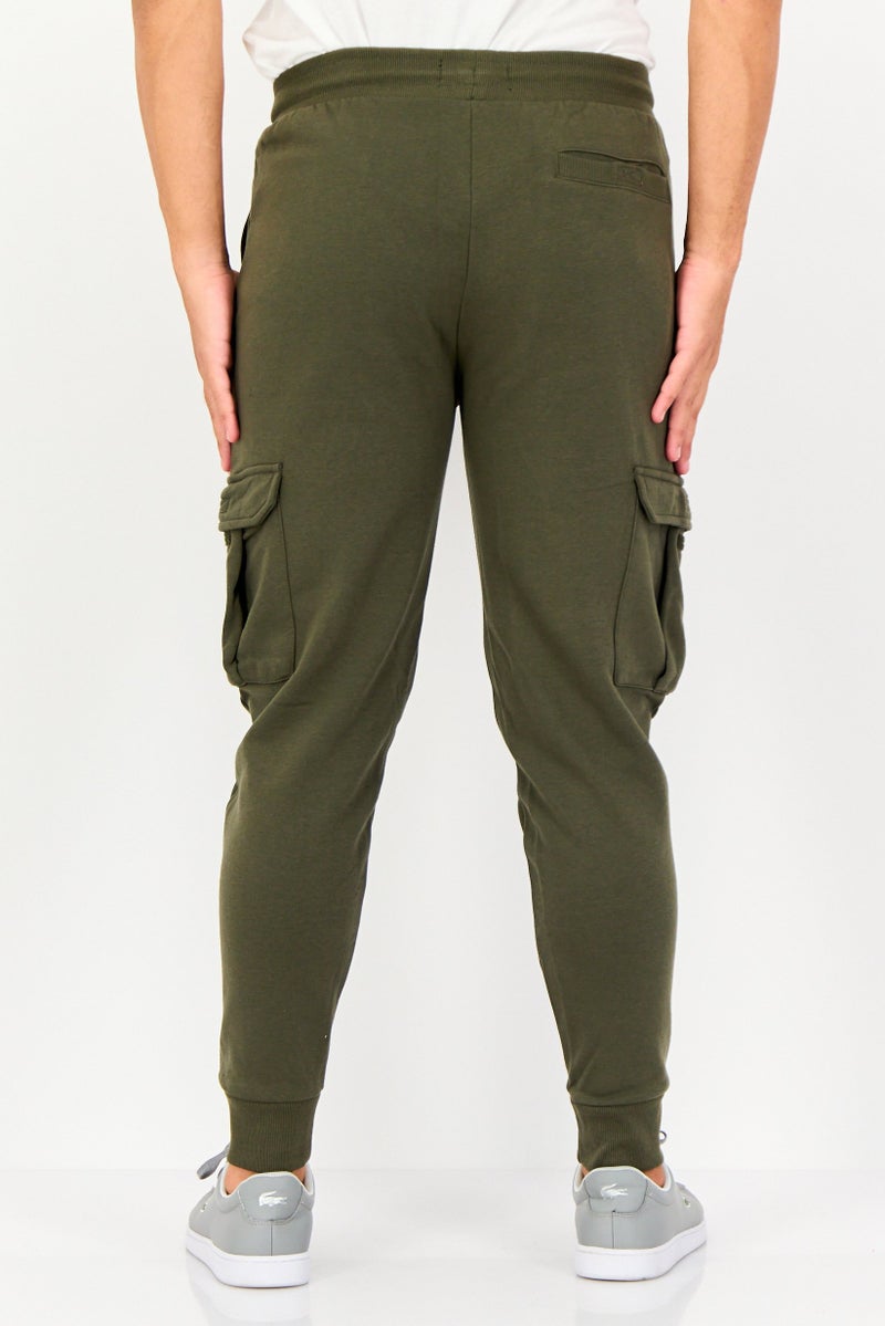 Threadbare Men Regular Fit Brand Logo Cargo Pants, Olive - Image 2
