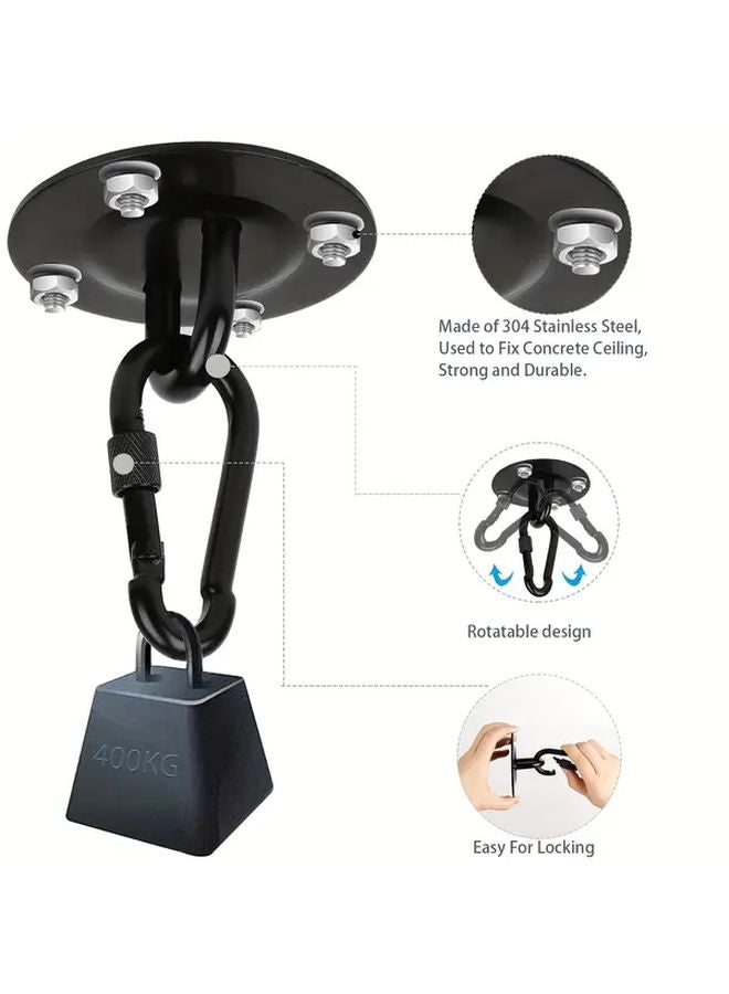 Black 2 Sets Heavy Duty Stainless Steel 360 Rotatable Ceiling Hooks for Hammocks Chairs Lights - Image 5