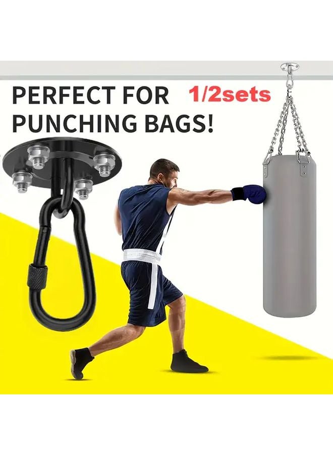 Black 2 Sets Heavy Duty Stainless Steel 360 Rotatable Ceiling Hooks for Hammocks Chairs Lights - Image 3