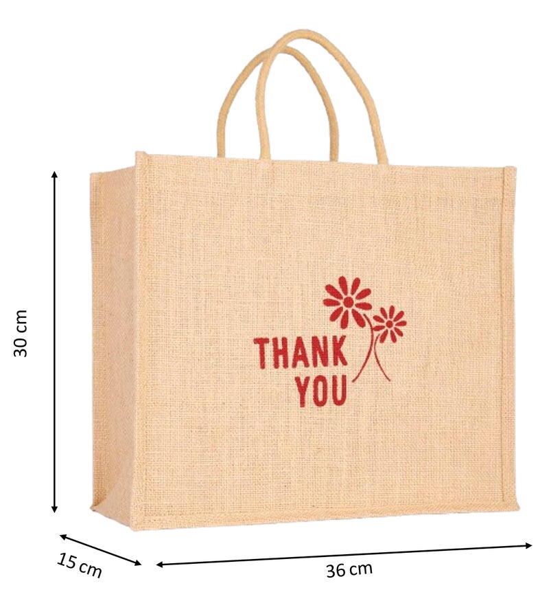 Soman Jute Ecofriendly Large(14x6x12inches) Return Gift Bags Thankyou printed Natural Pack of 10 Bags - Image 2