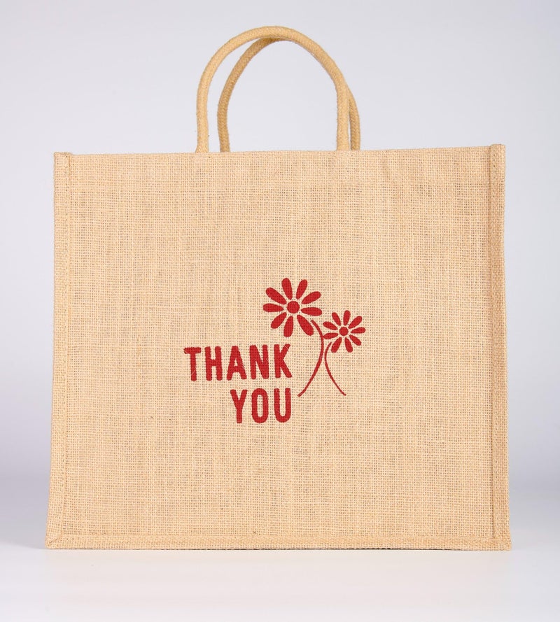 Soman Jute Ecofriendly Large(14x6x12inches) Return Gift Bags Thankyou printed Natural Pack of 10 Bags - Image 4