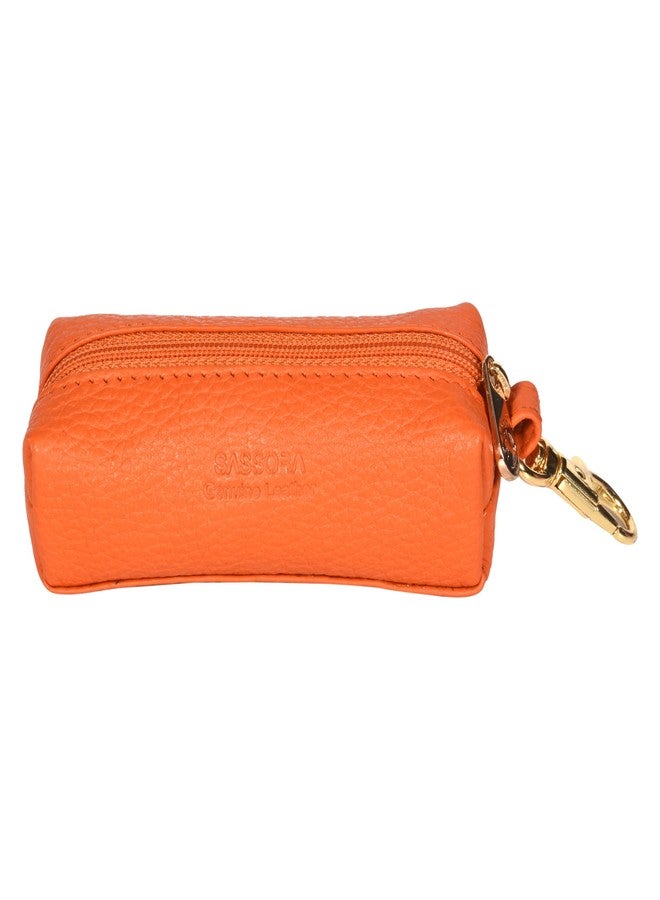 Sassora Premium Genuine Leather Key Pouch for Unisex (Orange) - Image 5