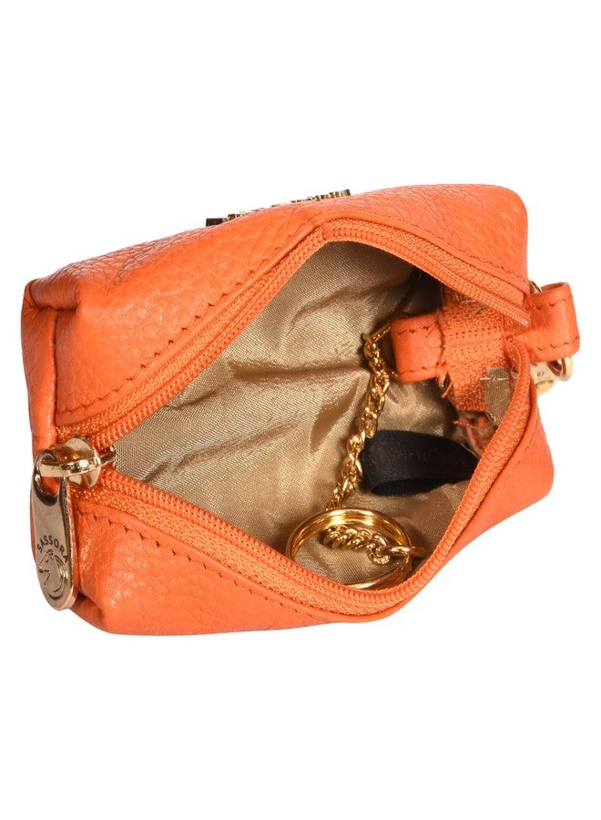 Sassora Premium Genuine Leather Key Pouch for Unisex (Orange) - Image 2