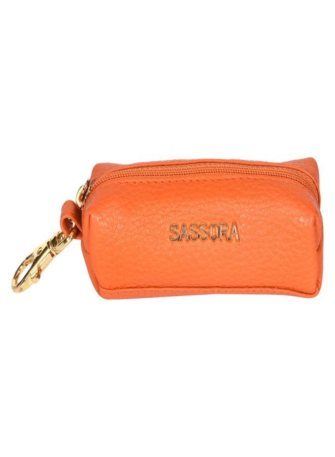 Sassora Premium Genuine Leather Key Pouch for Unisex (Orange) - Image 1