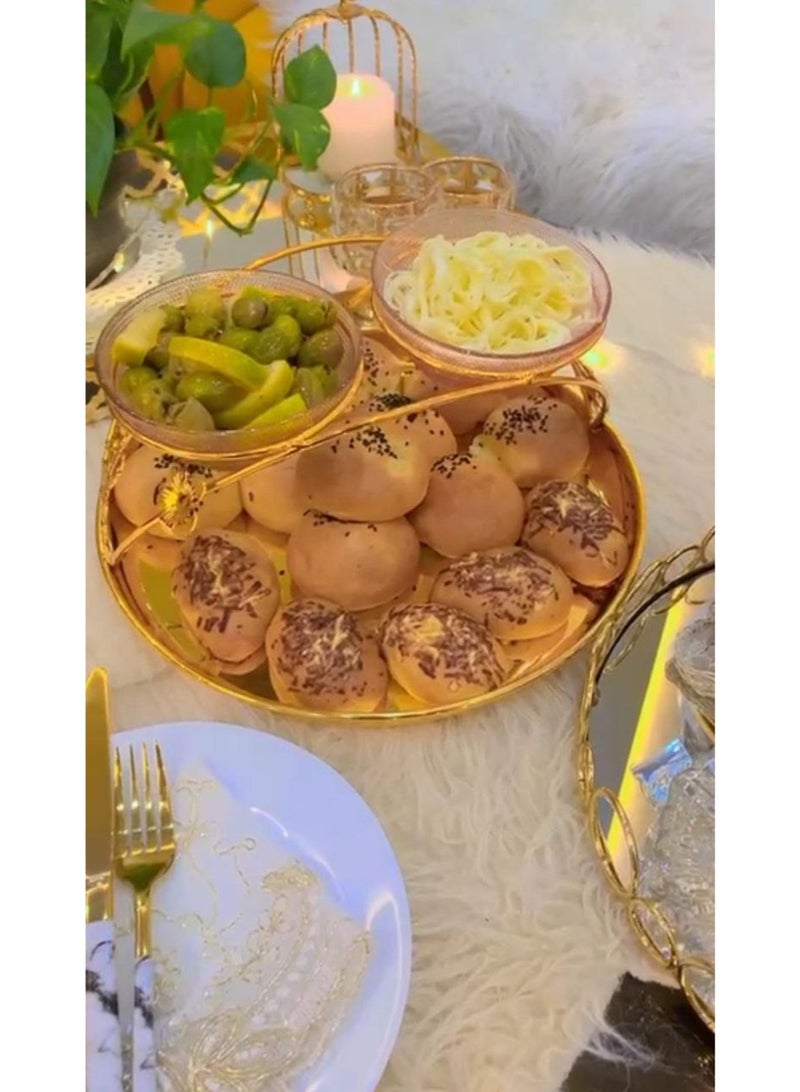 صينية تقديم كبيره مع ٢ طبق متحرك زجاج مقاس ٣٠ سم  - Image 1