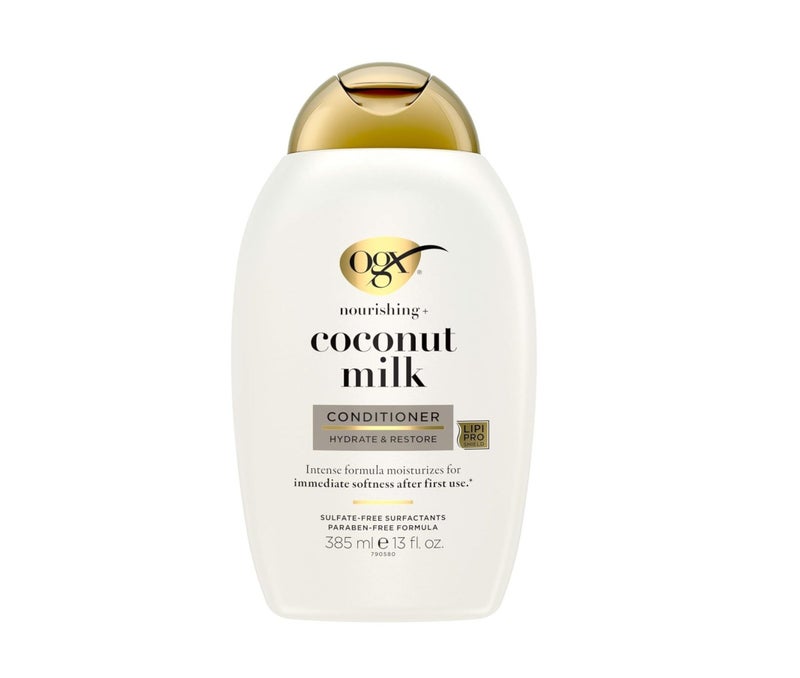OGX Nourishing Coconut Milk Conditioner, 385 ml, Strengthens & Hydrates, Increases Elasticity, pH Balanced Formula, Sulfate & Paraben Free