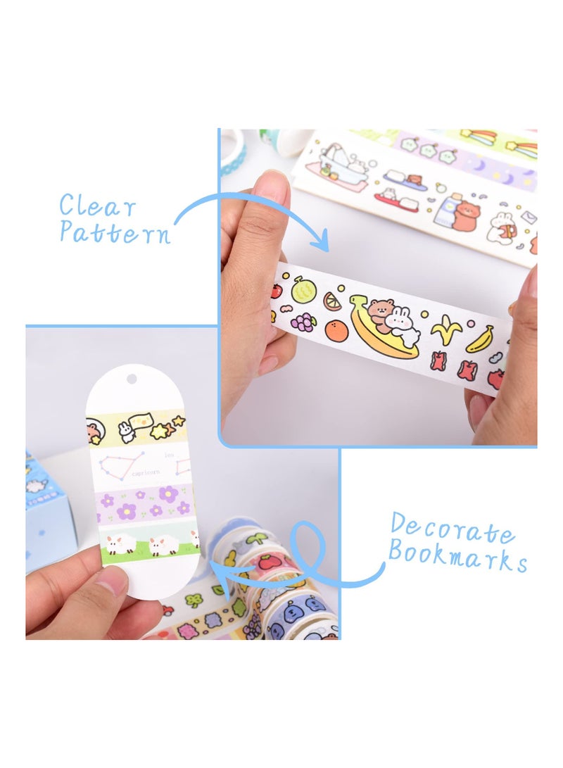 20 Rolls lovely Washi Tape Set Blue Wide Kawaii Cartoon Animals Aesthetic Decorative Masking Tape Sets for Scrapbook Journaling Kid's DIY Craft Scrapbooking Supplies - Image 4