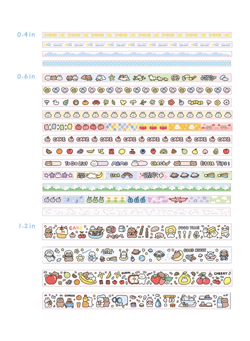 20 Rolls lovely Washi Tape Set Blue Wide Kawaii Cartoon Animals Aesthetic Decorative Masking Tape Sets for Scrapbook Journaling Kid's DIY Craft Scrapbooking Supplies - Image 2