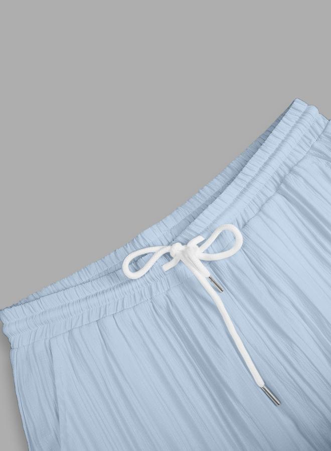 Take Two Men Light Blue Jacquard Detail Short Sleeve Button Front Shirt and Shorts Co-Ords - Image 4