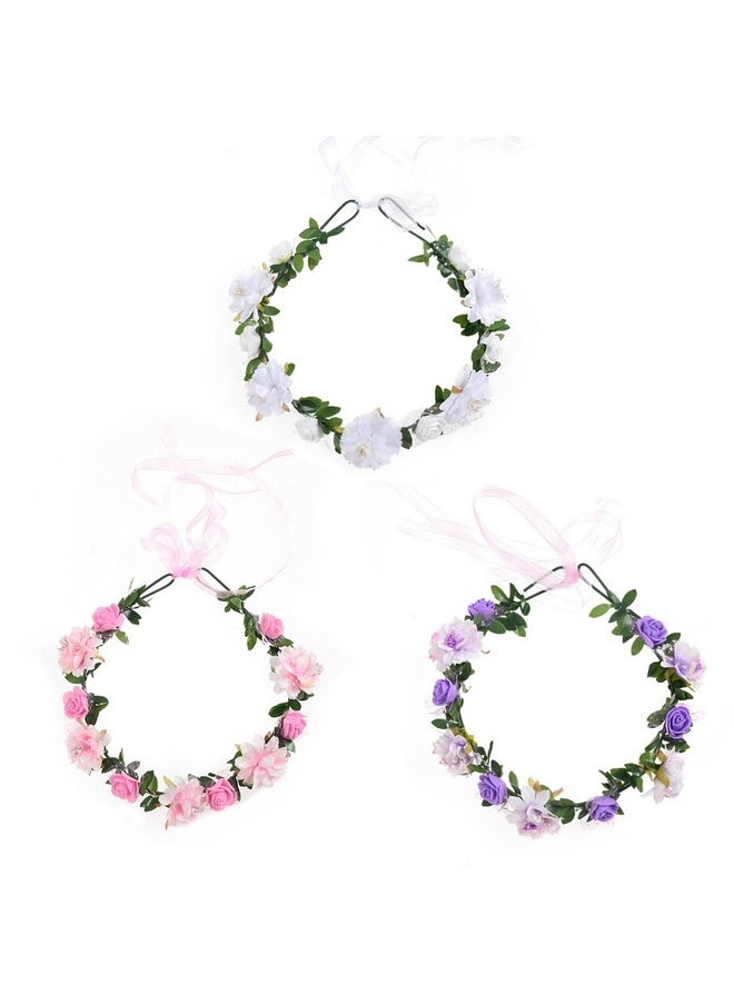 Vividsun - Wedding Hair Wreath Floral Garland Crown Headpiece Adjustable Rose Flower Crown (3 Pcs) - Image 1