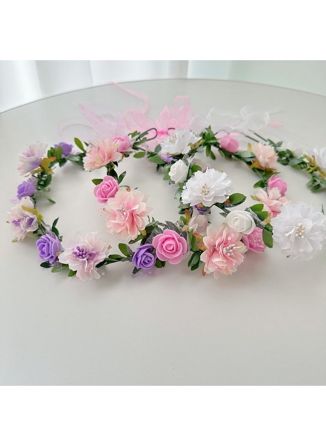 Vividsun - Wedding Hair Wreath Floral Garland Crown Headpiece Adjustable Rose Flower Crown (3 Pcs) - Image 1