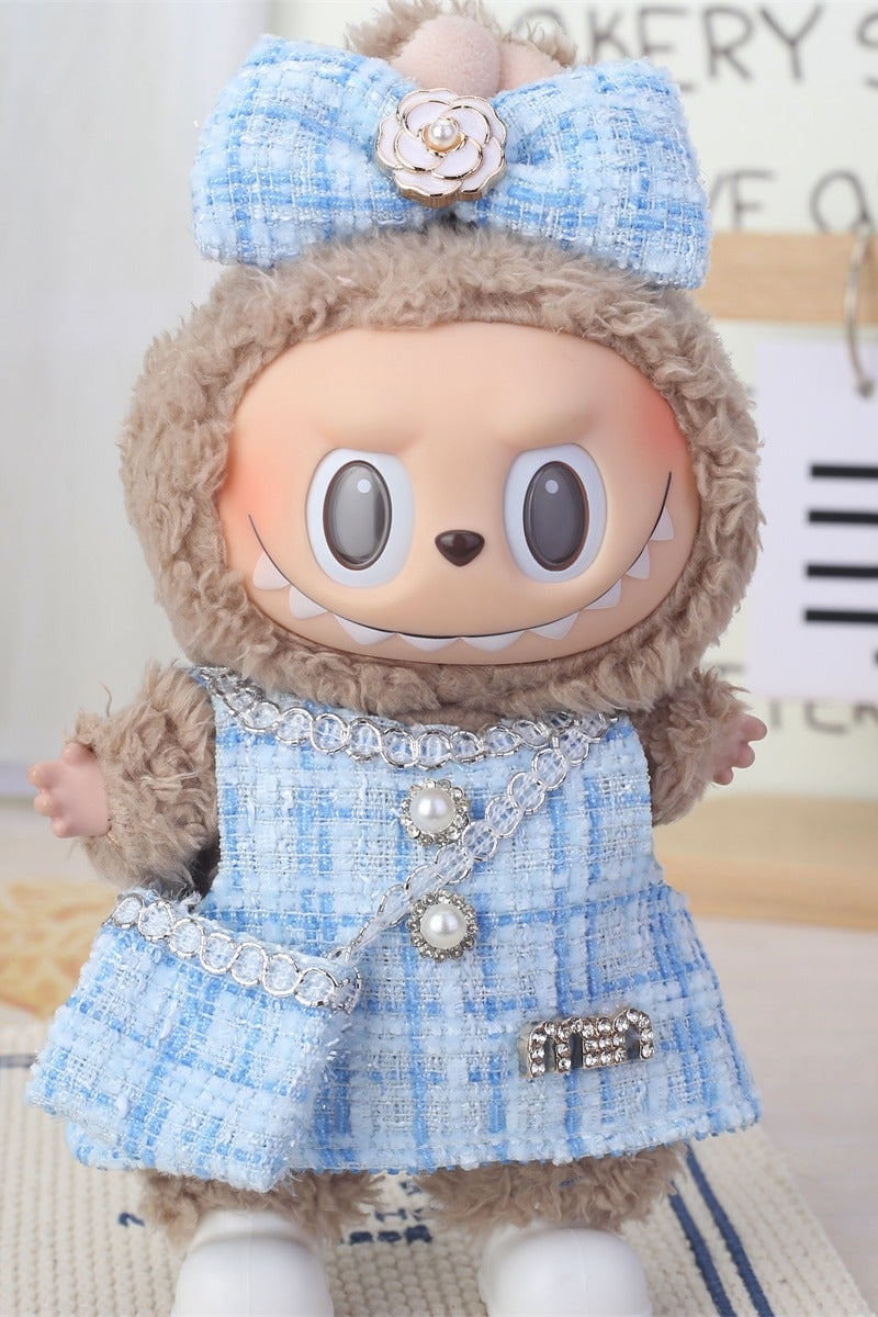 LABUBU doll clothes, LABUBU clothes, handmade crochet doll clothes, for 6.7-inch dolls, high-quality LABUBU clothes with accessories, stylish clothes for LABUBU dolls (children's clothes only, excluding glasses, shoes and bags) - Image 1