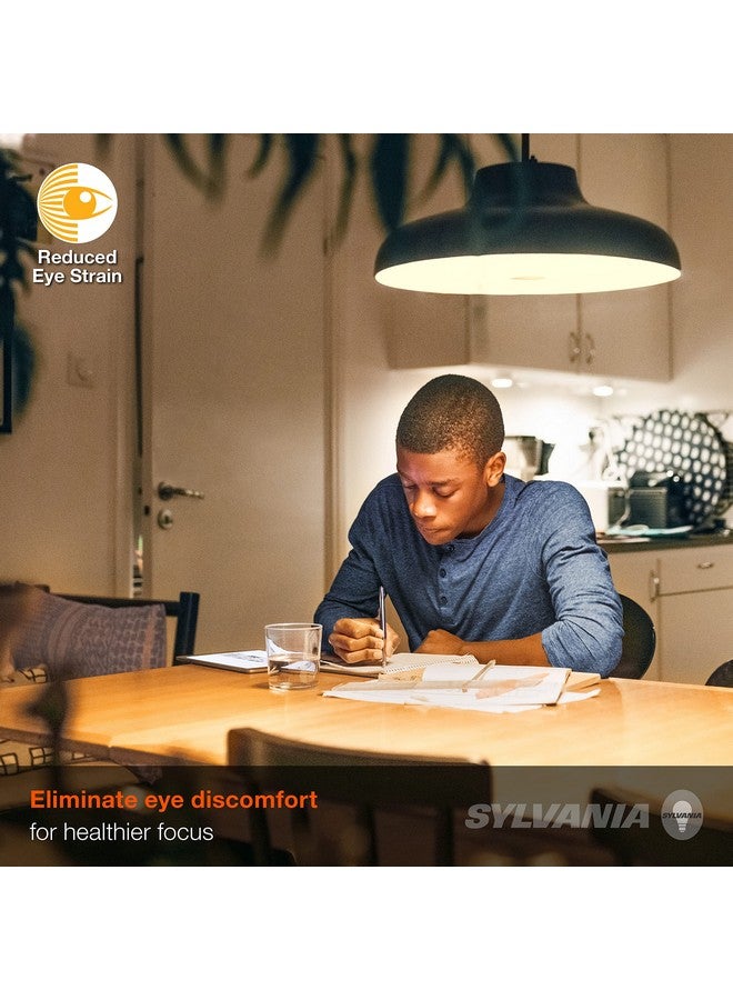 LEDVANCE Sylvania Reduced Eye Strain A19 LED Light Bulb, 60W = 8W, 13 Year, Dimmable, Frosted, 2700K, Soft White - 4 Pk - Image 4