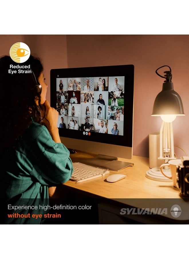 LEDVANCE Sylvania Reduced Eye Strain A19 LED Light Bulb, 60W = 8W, 13 Year, Dimmable, Frosted, 2700K, Soft White - 4 Pk - Image 2