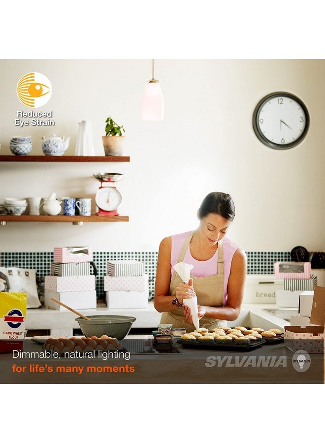 LEDVANCE Sylvania Reduced Eye Strain A19 LED Light Bulb, 60W = 8W, 13 Year, Dimmable, Frosted, 2700K, Soft White - 4 Pk - Image 3