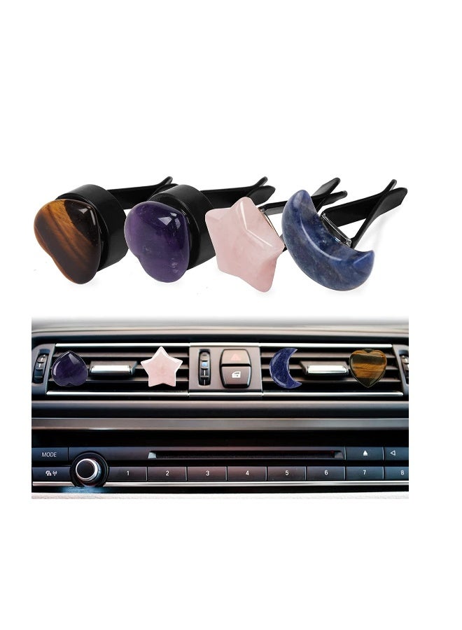 Women Car Interior Air Fresheners Air Vent Clips Scents Freshener Essential Oil Fragrance Diffuser for Girls Automotive Vent Accessories Agate Airfreshener's Decorations 4 Pieces - Image 1