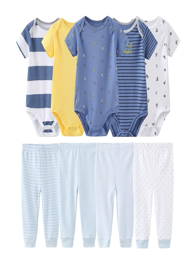 MAMIMAKA Short Sleeve Baby Bodysuit Newborn Baby Pants Baby Clothes for Baby Boy and Girls clothes set - Image 1